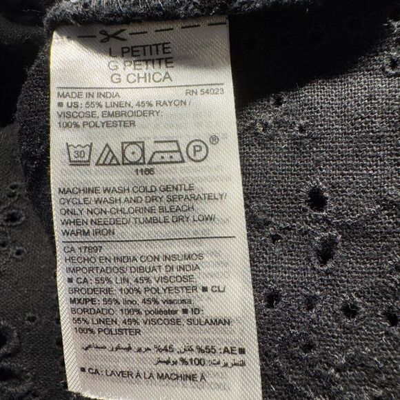 NWT Old Navy Womens L Petite Black Dress Linen Mix Eyelet Cap Sleeves - Picture 8 of 8
